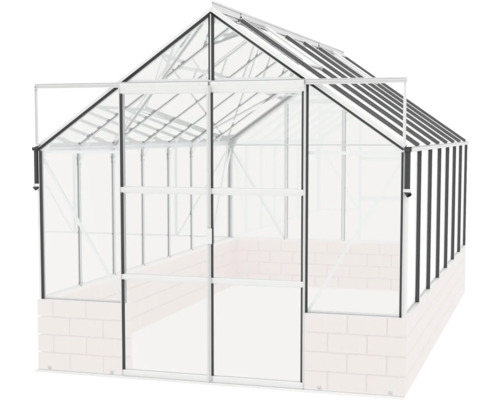 Skleník se skleněnou přední stranou a rámem