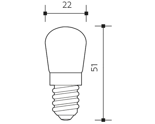 Rozměry žárovky: šířka 22 mm, výška 51 mm
