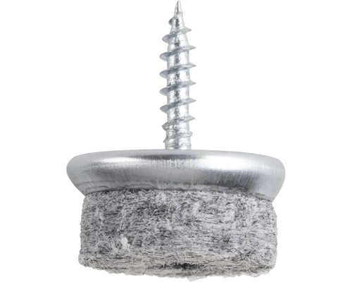 Filcový kluzák s vrutem, Ø 20 mm, šedý, 20 ks