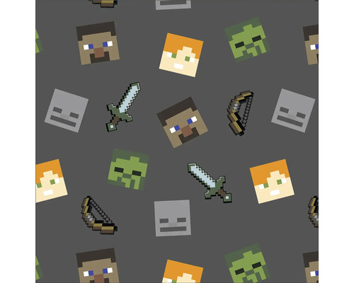 Vzor Minecraft s postavami Steve, Alex, zombie, kostlivci, meče a luky