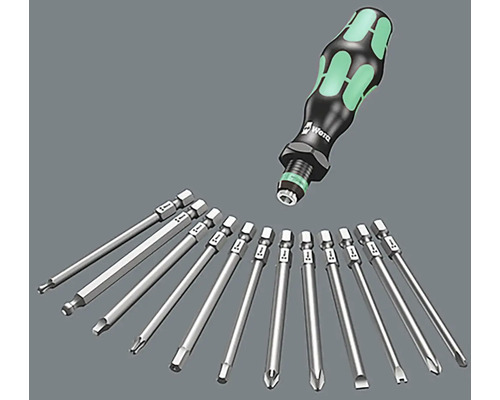 Sada bitů Wera s rukojetí šroubováku a různými bity