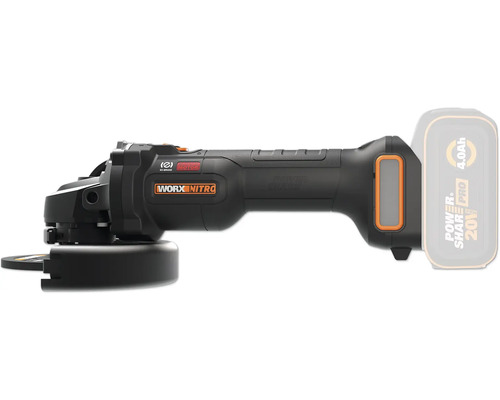 Aku úhlová bruska Worx Nitro WX814.9 20V Ø 125 mm s regulací otáček bez aku a nabíječky Akumulátorová úhlová bruska s logem Worx Nitro