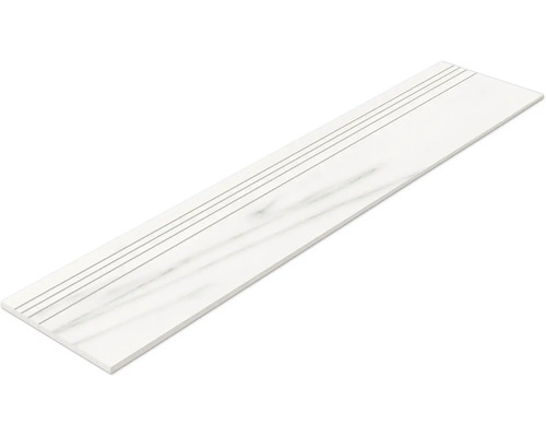 Bílá schodová dlaždice s drážkami