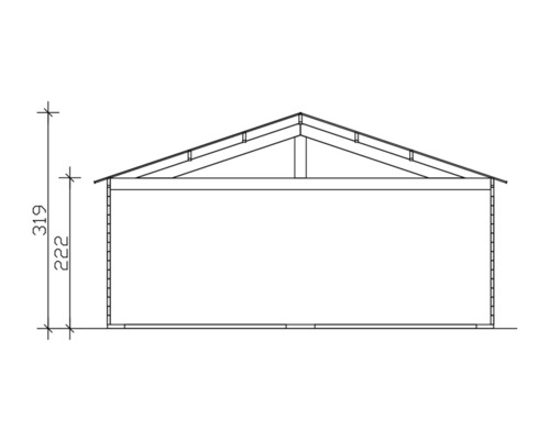 Obrázek pohledu na zahradní domek s rozměry