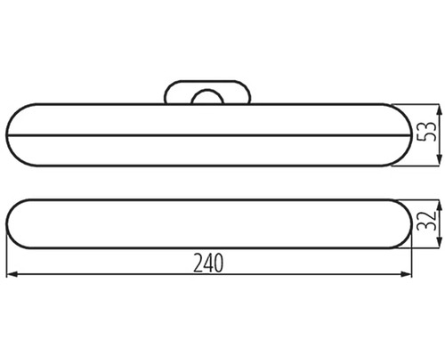 Technický nákres rukojeti o rozměrech 240, 53 a 32 milimetrů