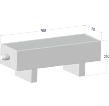 Radiátor o rozměrech 700 x 230 x 250 mm