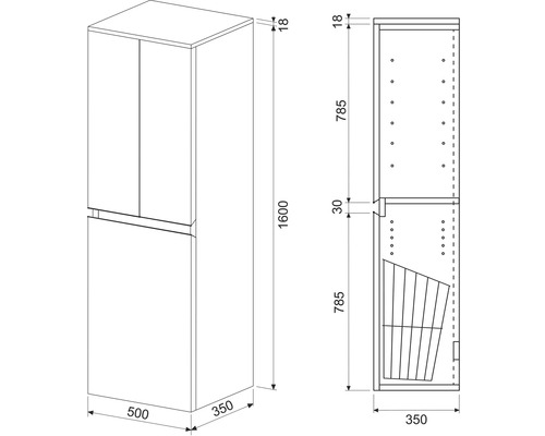 Koupelnová skříňka vysoká Intedoor TRENTA černohnědá 50 x 161,8 x 35 cm TRE SV 50 2D K S LR29 Koupelnová skříňka vysoká Intedoor TRENTA černohnědá 50 x 161,8 x 35 cm TRE SV 50 2D K S LR29
