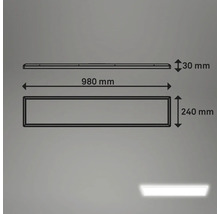 Technický nákres LED svítidla o rozměrech 980 mm délka, 240 mm šířka a 30 mm výška.