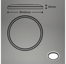 Nákres kulatého stropního svítidla o rozměrech 240 mm v průměru a 30 mm na výšku.