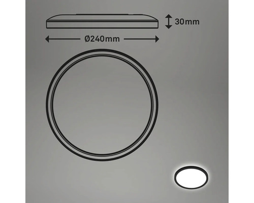 Nákres kulatého stropního svítidla o rozměrech 240 mm v průměru a 30 mm na výšku.