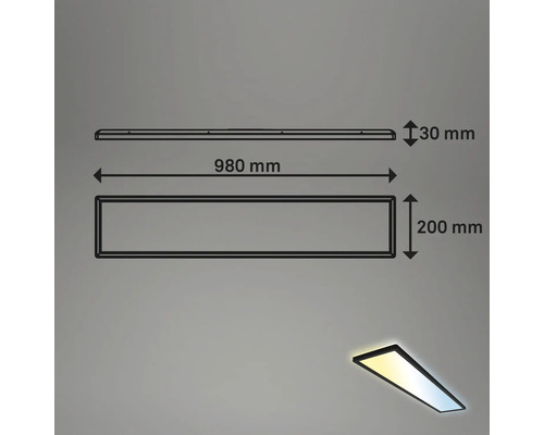 Rozměry stropního svítidla: 980 mm x 200 mm x 30 mm