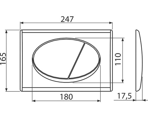 Technický výkres ovládacího panelu s rozměry