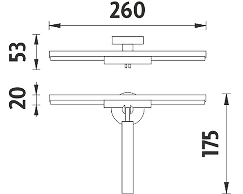 Technický nákres svítidla s rozměry v milimetrech