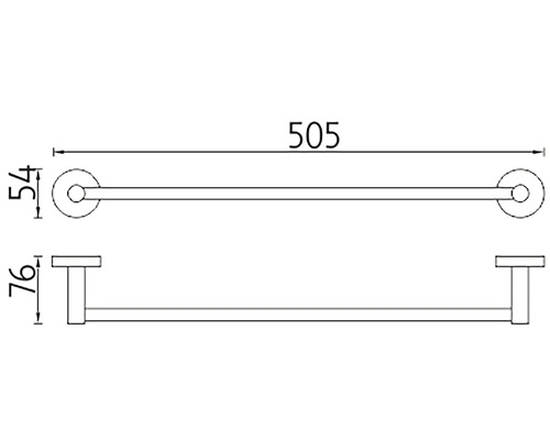 Technický výkres držáku na ručníky s rozměry