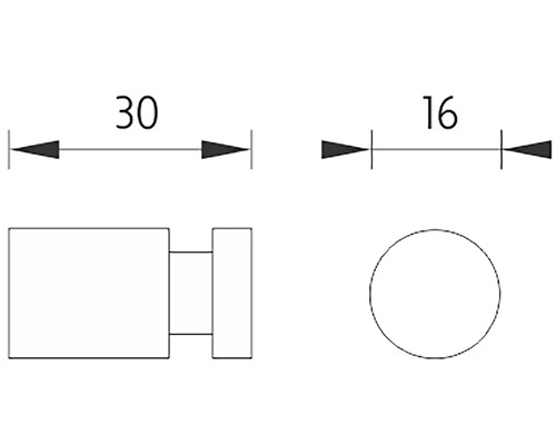 Technický výkres s rozměry 30 a 16