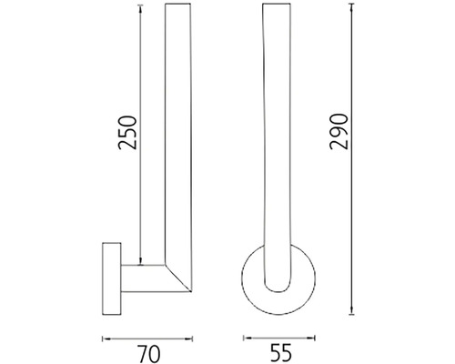 Technický výkres držáku na ručníky s rozměry