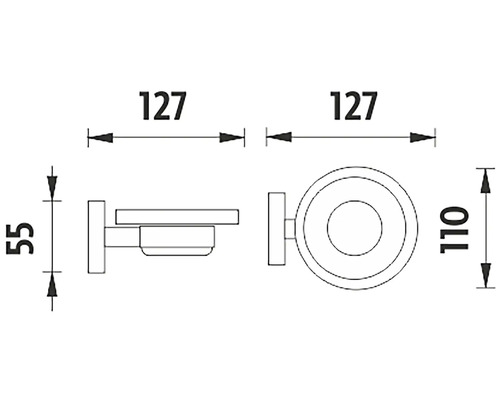 Technický výkres držáku na mýdlenku s rozměry
