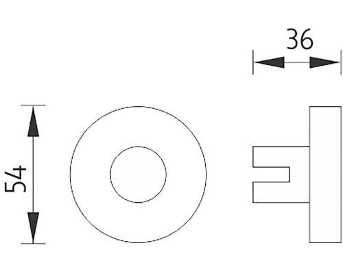 Technický výkres nábytkového knoflíku s rozměry 54 a 36