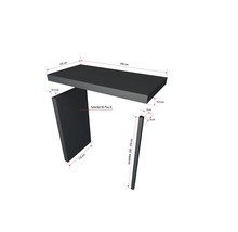 Zobrazení bočního panelu umyvadla BS Plus XL o rozměrech 125 x 14,5 cm, umyvadlové desky o rozměrech 250 x 125 x 15,5 cm a nastavitelné umyvadlové konzoly o rozměrech 200 až 250 x 8 x 8 cm.