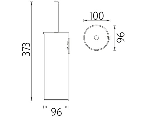 Technický nákres sady WC štětky s rozměry