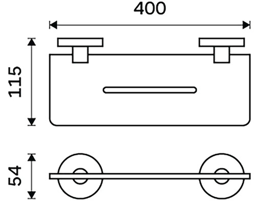 Technický výkres držáku toaletního papíru s rozměry