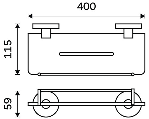 Technický výkres držáku toaletního papíru s rozměry