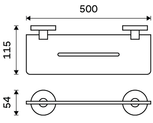 Technický nákres držáku toaletního papíru s rozměry.