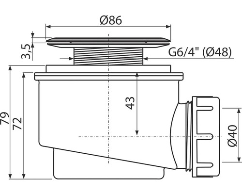 Technický nákres sifonu s rozměry