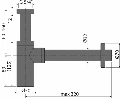 Nákres sifonu s rozměry