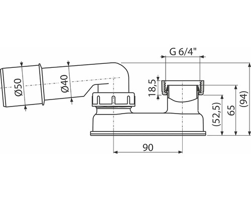 Technický nákres sifonu s rozměry