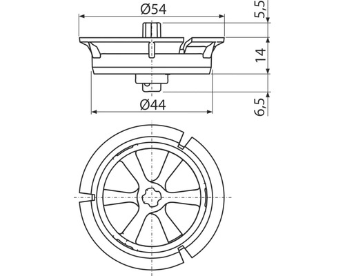 Technický nákres krytu nohy spotřebiče s rozměry