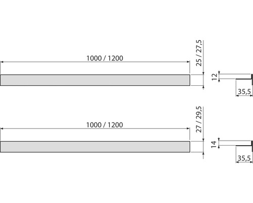 Technický výkres profilu s rozměry