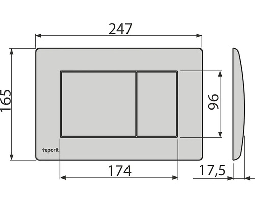Technický výkres ovládacího panelu s rozměry