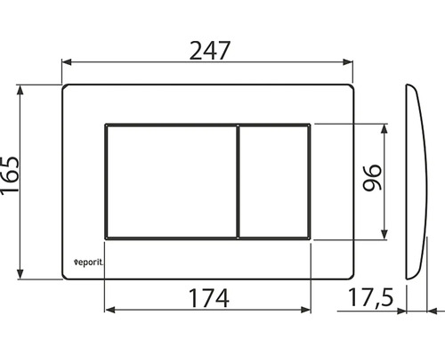 Technický nákres ovládacího panelu s rozměry