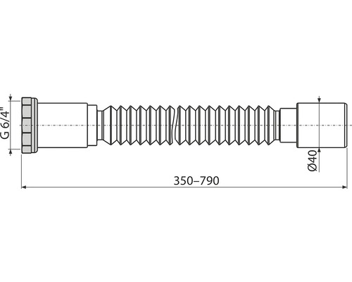 Technický výkres flexibilní pancéřové hadice s rozměry
