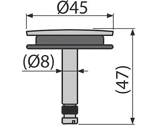 Technický výkres zdvihátka ventilu s rozměry průměr 45 milimetrů, průměr 8 milimetrů a výška 47 milimetrů.