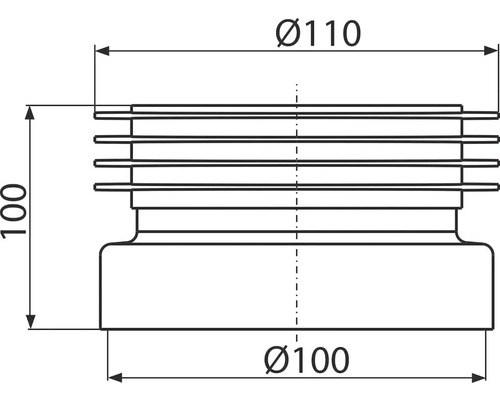Technický výkres adaptéru o průměru 100 a 110 milimetrů