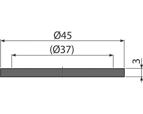 Technický výkres součásti s rozměry průměr 45, průměr 37 a 3