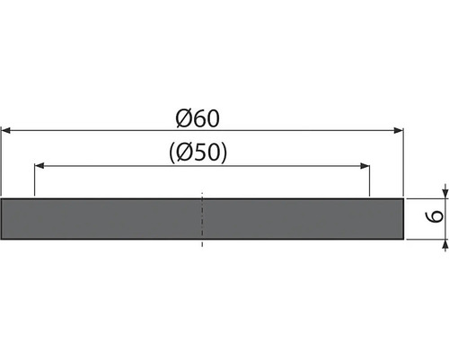 Technický nákres kruhového řezu o průměrech 60 mm a 50 mm a výšce 9 mm.