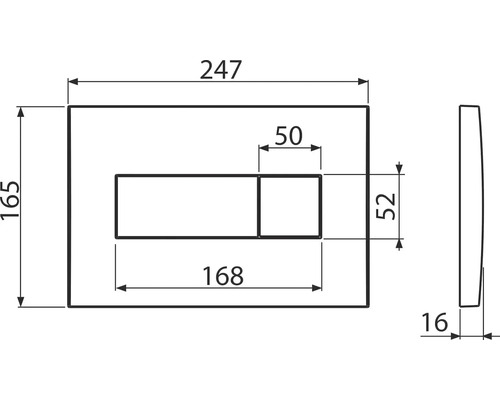 Technický výkres ovládacího panelu s rozměry