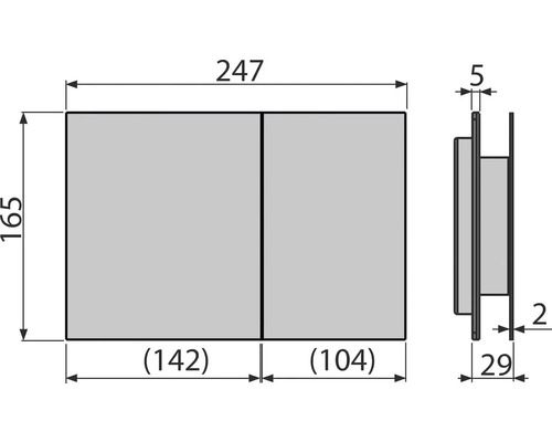 Technický výkres zrcadlové skříňky s rozměry