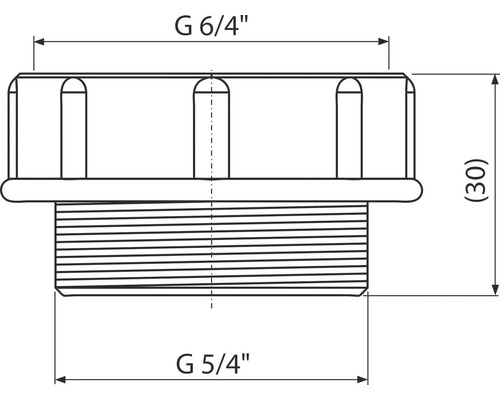 Technický nákres uzavírací zátky s rozměry G 6/4 palce a G 5/4 palce