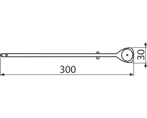 Technický výkres měřicí tyče s rozměry 300 a 30