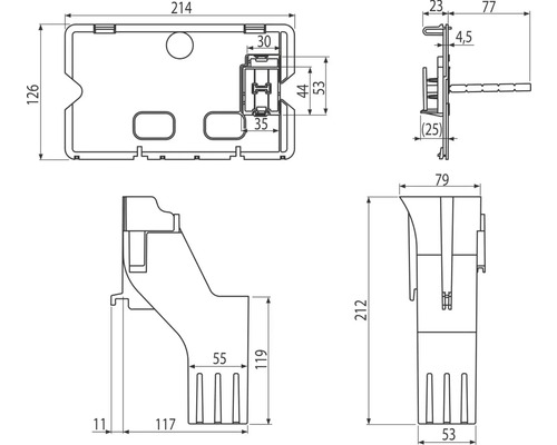 Technický výkres filtru s rozměry