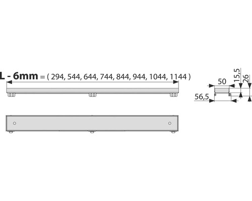 Technický výkres krytu odtokového žlabu s rozměry