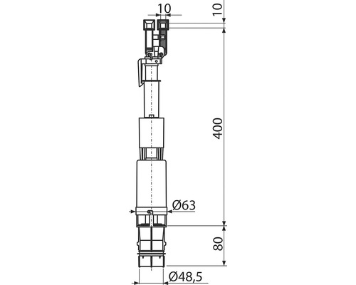 Technický výkres ventilu s rozměry.