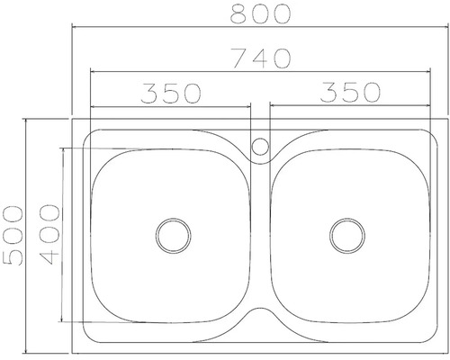 Technický výkres dvoudřezu s rozměry.