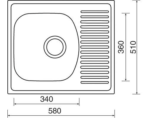 Nákres dřezu s rozměry