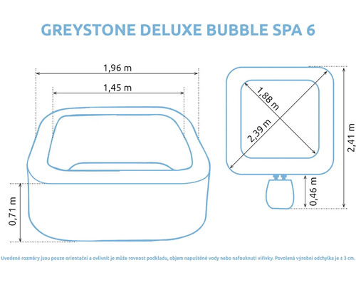 Greystone Deluxe Bubble Spa 6 Rozměry