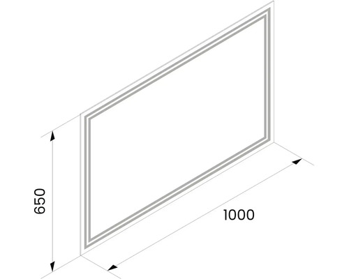 Obrázek zrcadla o rozměrech 650 x 1000 milimetrů